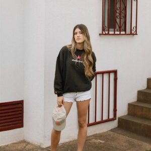 SUDADERA NEGRA LEOPARDO STAR ROSA FLUOR